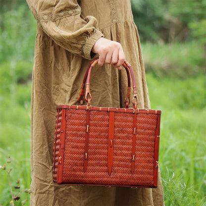 Strictly selected non-heritage handbag bamboo braided bag women's handbag vintage bamboo basket bamboo braided bag collection of bamboo products and crafts