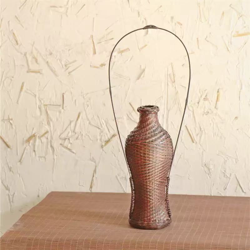Flower arrangement flower basket handmade bamboo braided bamboo basket flower vase flower arrangement Chinese utensils bamboo products handicrafts