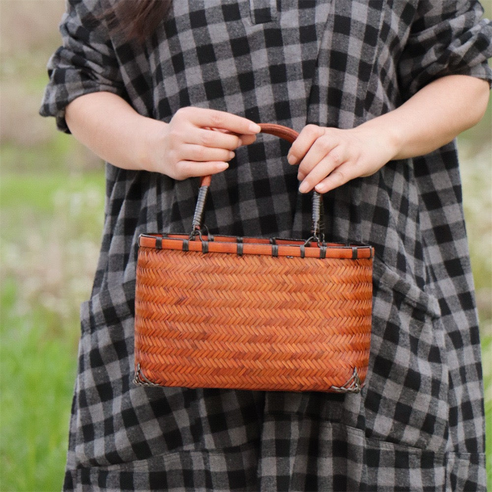 Strictly selected non-heritage handbag bamboo braided bag women's handbag vintage bamboo basket bamboo braided bag collection of bamboo products and crafts