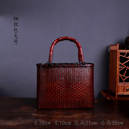 Strictly selected non-heritage handbag bamboo braided bag women's handbag vintage bamboo basket bamboo braided bag collection of bamboo products and crafts