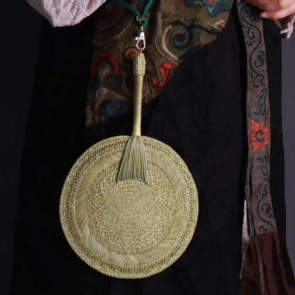 Handmade Lacquer Bamboo Woven Fan for Tea Stove, Chinese Vintage Style Hand Fan, Zen Kung Fu Tea Ceremony Accessory