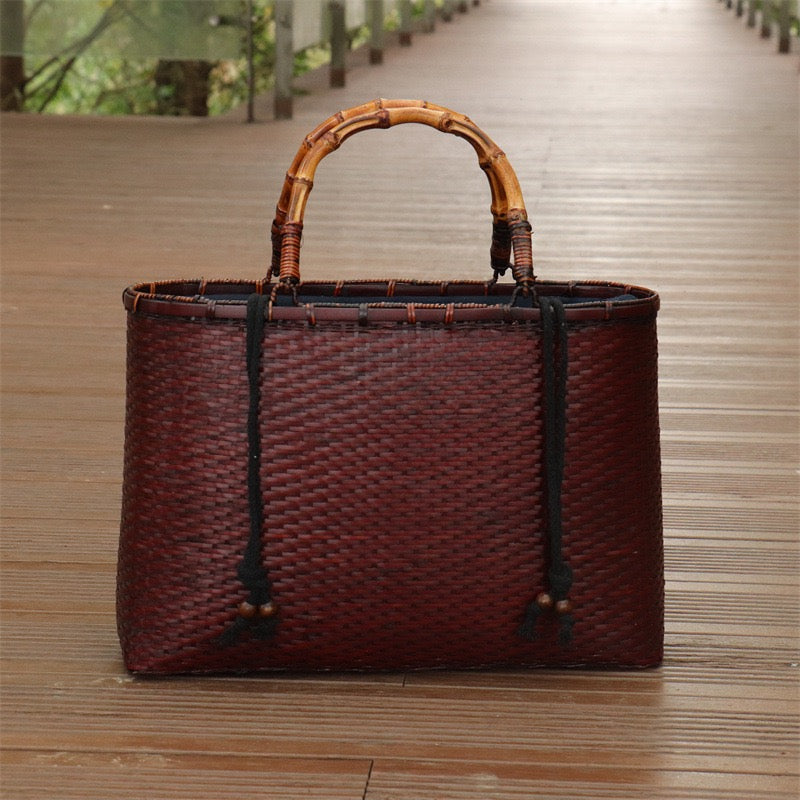 Strictly selected non-heritage handbag bamboo braided bag women's handbag vintage bamboo basket bamboo braided bag collection of bamboo products and crafts
