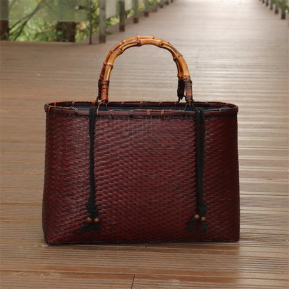 Strictly selected non-heritage handbag bamboo braided bag women's handbag vintage bamboo basket bamboo braided bag collection of bamboo products and crafts