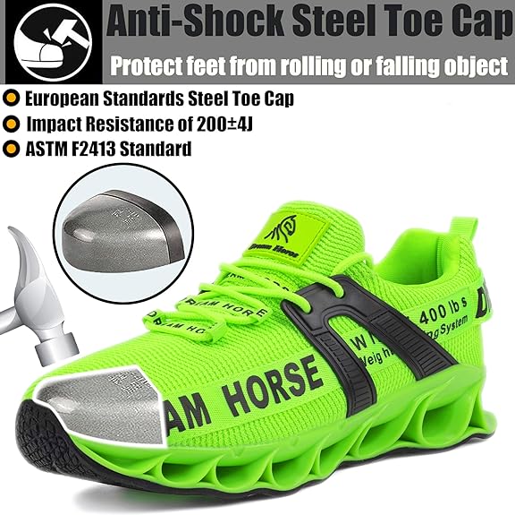 Steel Toe Shoes for Men Lightweight Indestructible Safety Shoes Steel Toe Sneakers Non Slip Work Shoes Puncture Proof Composite Toe Shoes