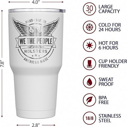 We The People Holsters - WTP Holsters Logo - Betsy Ross Flag - Betsy Ross Mug - American Flag Coffee Travel Mug - American Flag Tumbler - Double Insulated Tumbler - 30 oz