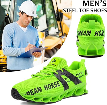 Steel Toe Shoes for Men Lightweight Indestructible Safety Shoes Steel Toe Sneakers Non Slip Work Shoes Puncture Proof Composite Toe Shoes