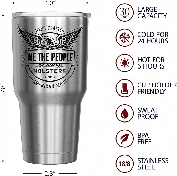 We The People Holsters - WTP Holsters Logo - Betsy Ross Flag - Betsy Ross Mug - American Flag Coffee Travel Mug - American Flag Tumbler - Double Insulated Tumbler - 30 oz