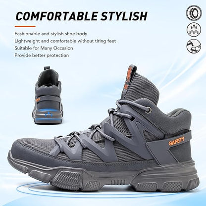 Steel Toe Shoes for Men Women Indestructible Lightweight Comfortable Safety Work Shoes Slip-Resistant Composite Toe Construction Shoes