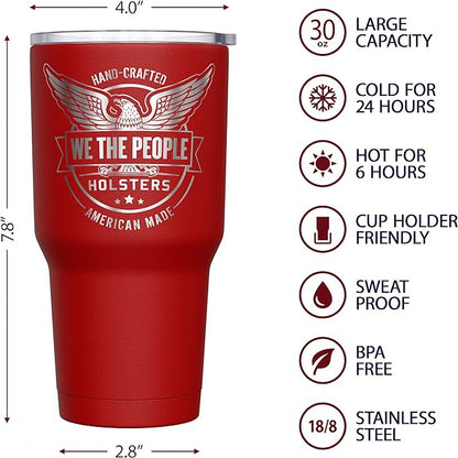 We The People Holsters - WTP Holsters Logo - Betsy Ross Flag - Betsy Ross Mug - American Flag Coffee Travel Mug - American Flag Tumbler - Double Insulated Tumbler - 30 oz