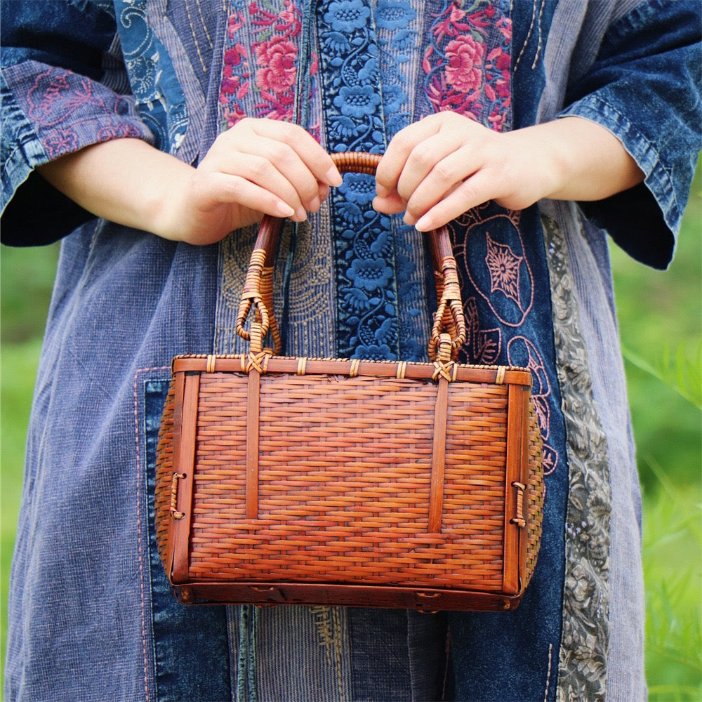 Strictly selected non-heritage handbag bamboo braided bag women's handbag vintage bamboo basket bamboo braided bag collection of bamboo products and crafts
