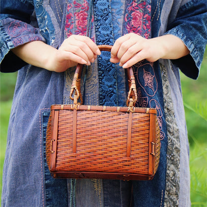 Strictly selected non-heritage handbag bamboo braided bag women's handbag vintage bamboo basket bamboo braided bag collection of bamboo products and crafts