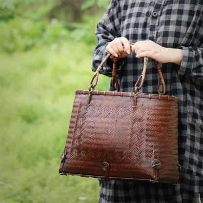 Strictly selected non-heritage handbag bamboo braided bag women's handbag vintage bamboo basket bamboo braided bag collection of bamboo products and crafts
