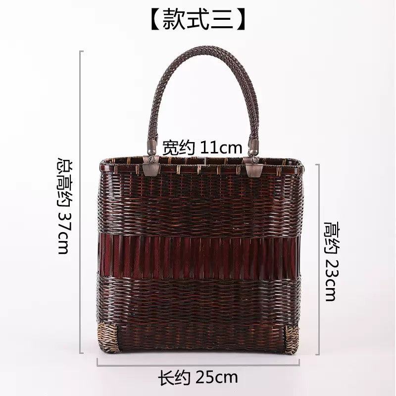 Strictly selected non-heritage handbag bamboo braided bag women's handbag vintage bamboo basket bamboo braided bag collection of bamboo products and crafts