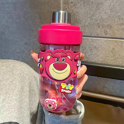 Sanrio Strawberry Bear with Straw Cute Plastic Cartoon Student Fruit Tea Cup Large Capacity Sports Cup