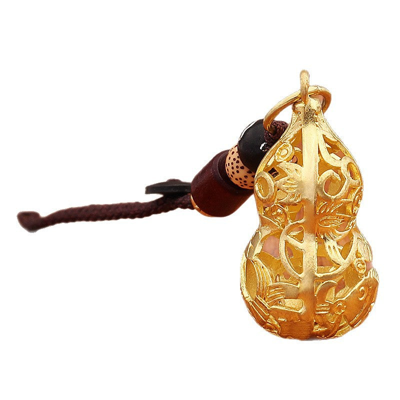 Double Fish Openwork Keychain - Lucky Talisman Pendant for All, Natural Brass Finish