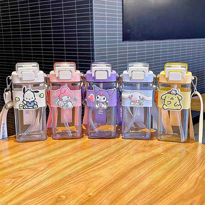 Authentic Sanrio Children's Plastic Cup with High Appearance and Cute Student Carrying Straw Water Bottle Portable Girls' Sports Cup