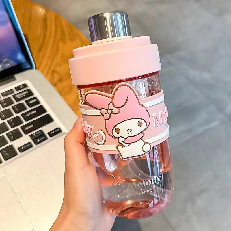 Sanrio Strawberry Bear with Straw Cute Plastic Cartoon Student Fruit Tea Cup Large Capacity Sports Cup