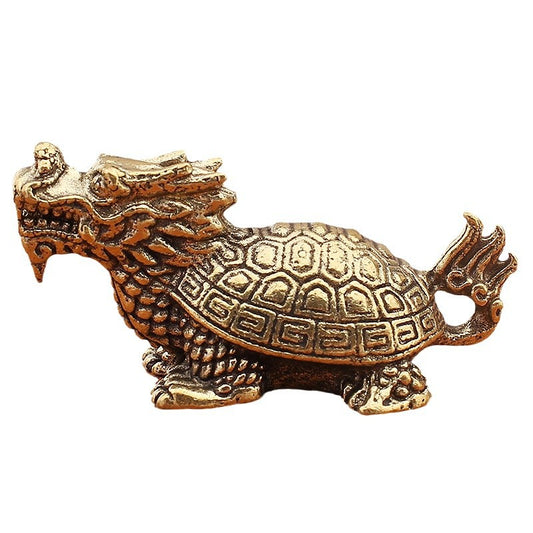 Dragon Sons Desktop Statue - Handmade Antiqued Brass Artifact of Chinese Myth