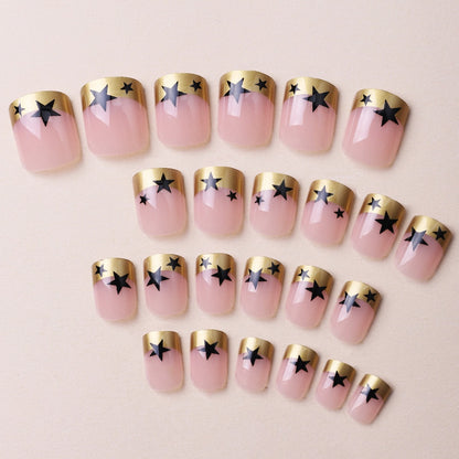 Source Factory Direct Nail Patch Wearing Nail New Year Star Nail Patch Wholesale Short Square Style Detachable Wearing Nail