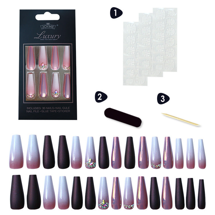 30 pieces of long ballet with drills to wear nail scales light fake nails new style