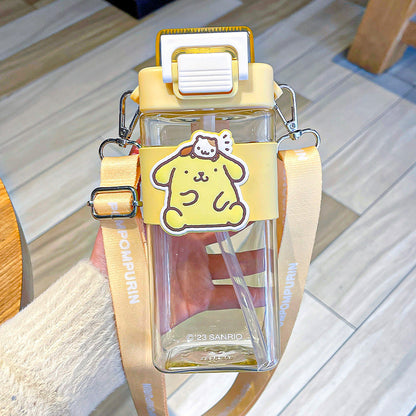 Authentic Sanrio Children's Plastic Cup with High Appearance and Cute Student Carrying Straw Water Bottle Portable Girls' Sports Cup