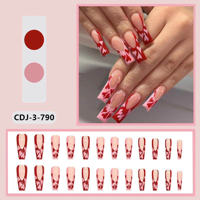 Cross-border hot-selling ballet, French love, double color, wearing nails, European and American style, hot girls, sweet and cool women's nail art tablets