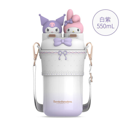 Kuromi Water Cup Children's Insulated Cup Student School Special Water Bottle Large Capacity Big Belly Cup Girls 2023 New Style