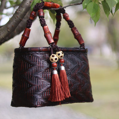 Strictly selected non-heritage handbag bamboo braided bag women's handbag vintage bamboo basket bamboo braided bag collection of bamboo products and crafts