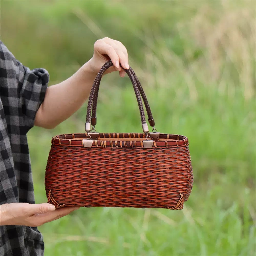 Strictly selected non-heritage handbag bamboo braided bag women's handbag vintage bamboo basket bamboo braided bag collection of bamboo products and crafts