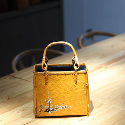 Strictly selected non-heritage handbag bamboo braided bag women's handbag vintage bamboo basket bamboo braided bag collection of bamboo products and crafts
