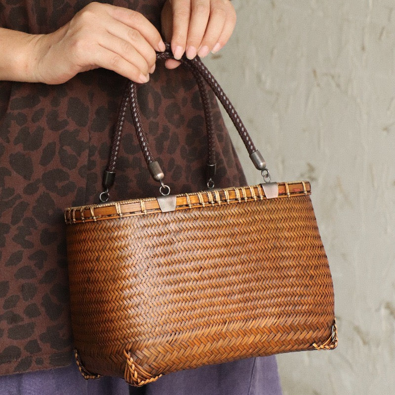 Strictly selected non-heritage handbag bamboo braided bag women's handbag vintage bamboo basket bamboo braided bag collection of bamboo products and crafts
