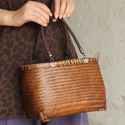 Strictly selected non-heritage handbag bamboo braided bag women's handbag vintage bamboo basket bamboo braided bag collection of bamboo products and crafts