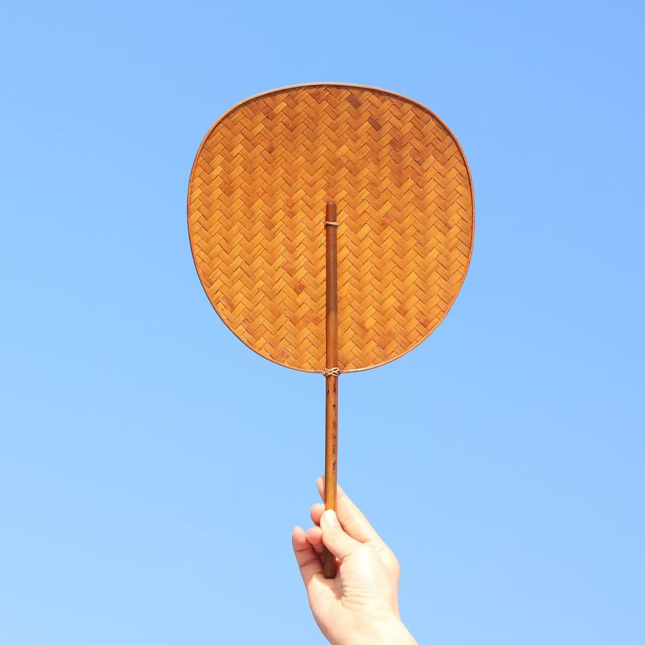 Handmade Lacquer Bamboo Woven Fan for Tea Stove, Chinese Vintage Style Hand Fan, Zen Kung Fu Tea Ceremony Accessory