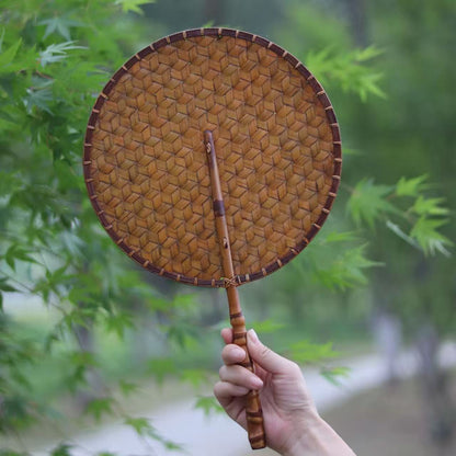 Handmade Lacquer Bamboo Woven Fan for Tea Stove, Chinese Vintage Style Hand Fan, Zen Kung Fu Tea Ceremony Accessory