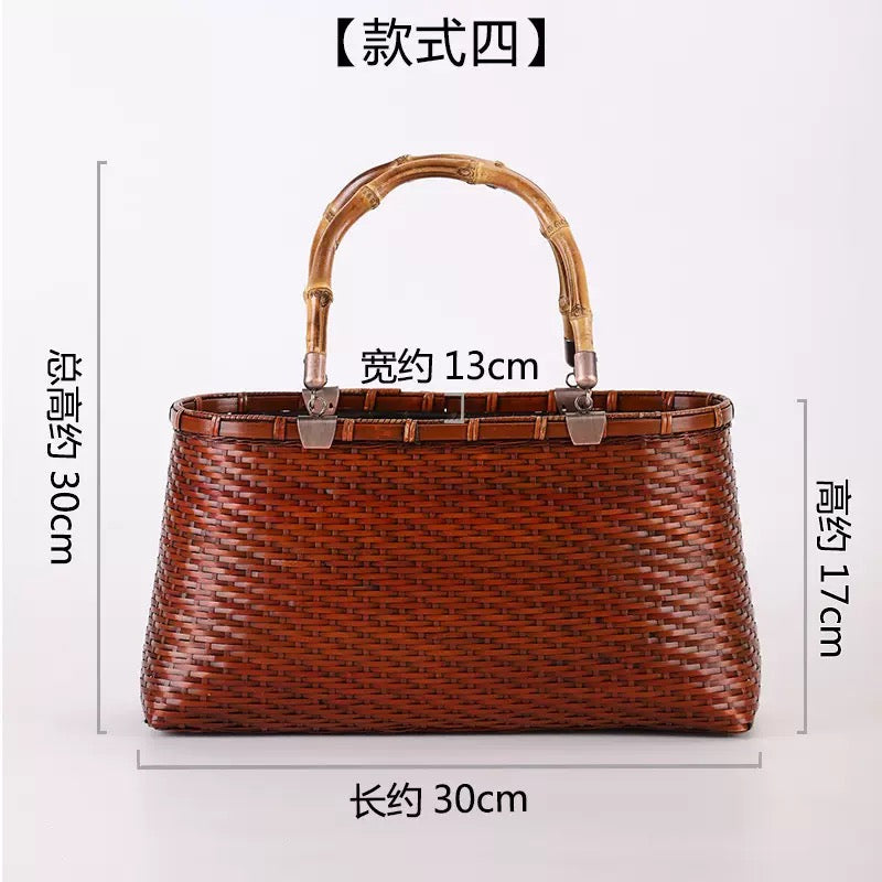 Strictly selected non-heritage handbag bamboo braided bag women's handbag vintage bamboo basket bamboo braided bag collection of bamboo products and crafts