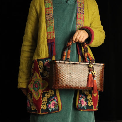 Strictly selected non-heritage handbag bamboo braided bag women's handbag vintage bamboo basket bamboo braided bag collection of bamboo products and crafts