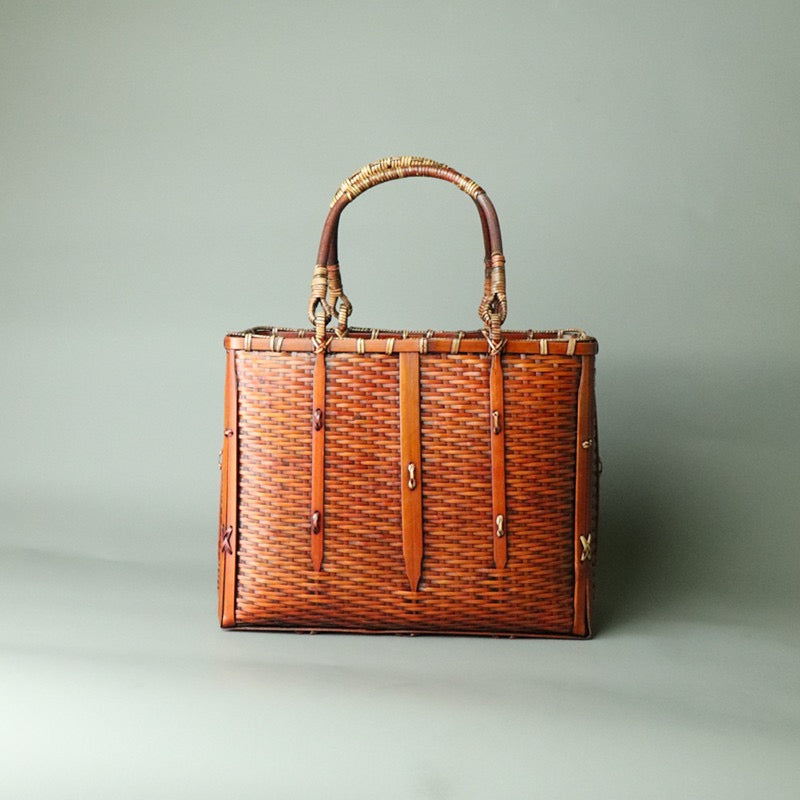 Strictly selected non-heritage handbag bamboo braided bag women's handbag vintage bamboo basket bamboo braided bag collection of bamboo products and crafts