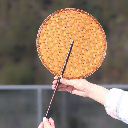 Handmade Lacquer Bamboo Woven Fan for Tea Stove, Chinese Vintage Style Hand Fan, Zen Kung Fu Tea Ceremony Accessory