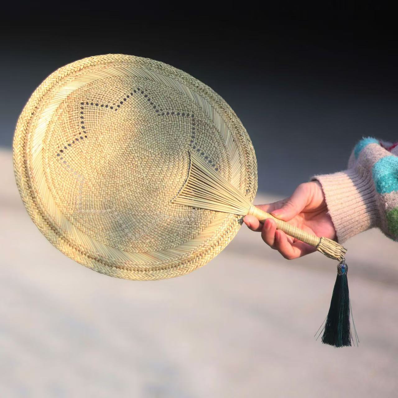 Handmade Lacquer Bamboo Woven Fan for Tea Stove, Chinese Vintage Style Hand Fan, Zen Kung Fu Tea Ceremony Accessory