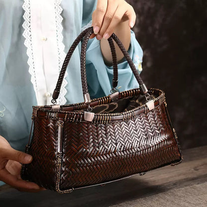 Strictly selected non-heritage handbag bamboo braided bag women's handbag vintage bamboo basket bamboo braided bag collection of bamboo products and crafts