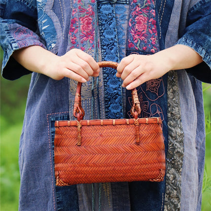 Strictly selected non-heritage handbag bamboo braided bag women's handbag vintage bamboo basket bamboo braided bag collection of bamboo products and crafts