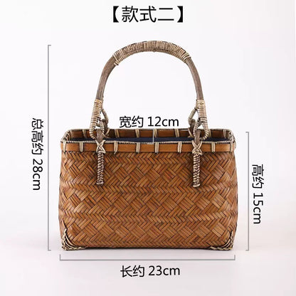 Strictly selected non-heritage handbag bamboo braided bag women's handbag vintage bamboo basket bamboo braided bag collection of bamboo products and crafts