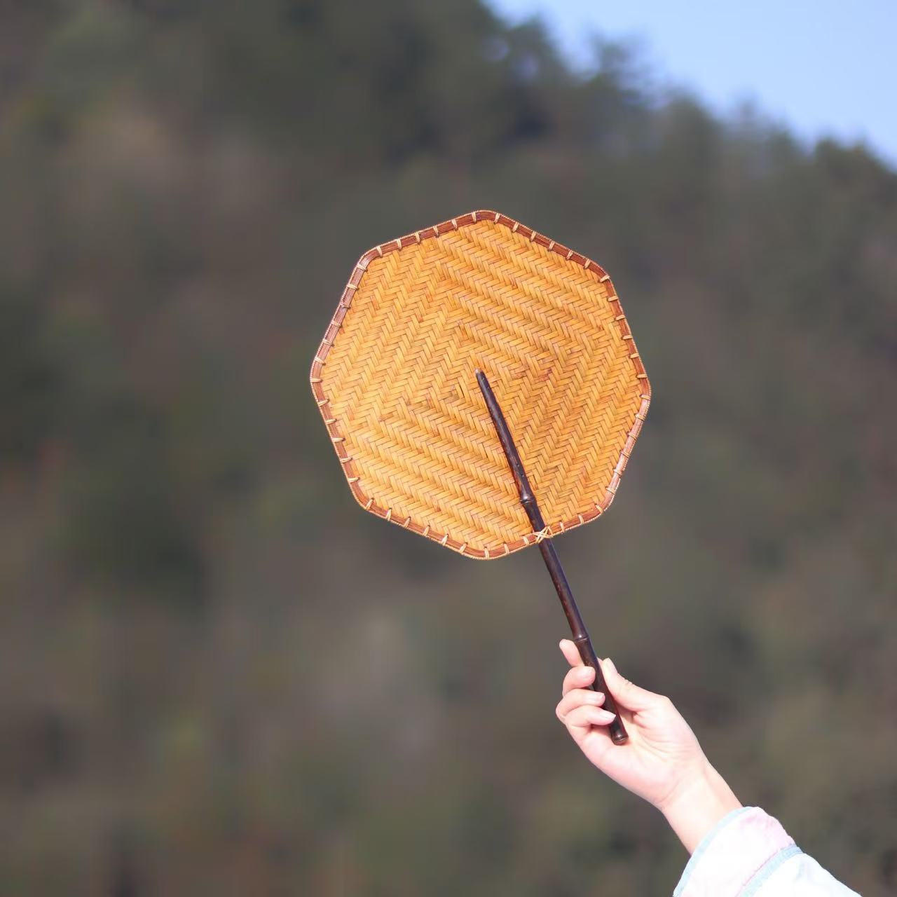 Handmade Lacquer Bamboo Woven Fan for Tea Stove, Chinese Vintage Style Hand Fan, Zen Kung Fu Tea Ceremony Accessory