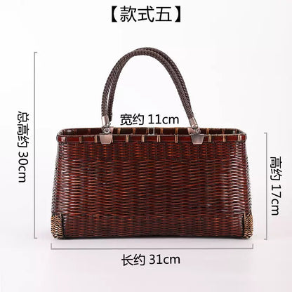 Strictly selected non-heritage handbag bamboo braided bag women's handbag vintage bamboo basket bamboo braided bag collection of bamboo products and crafts