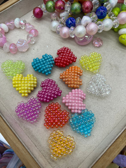 Acrylic colored small pearl love pendantfor diy can be used as a hand-woven beaded hairpin hair ornament baby hat.