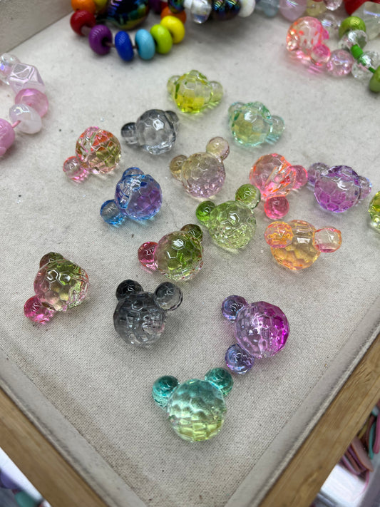 Crystal Mickey Pendant for diy Transparent sequin bear resin accessory patch for mobile phone shell hairdressing hairpin material