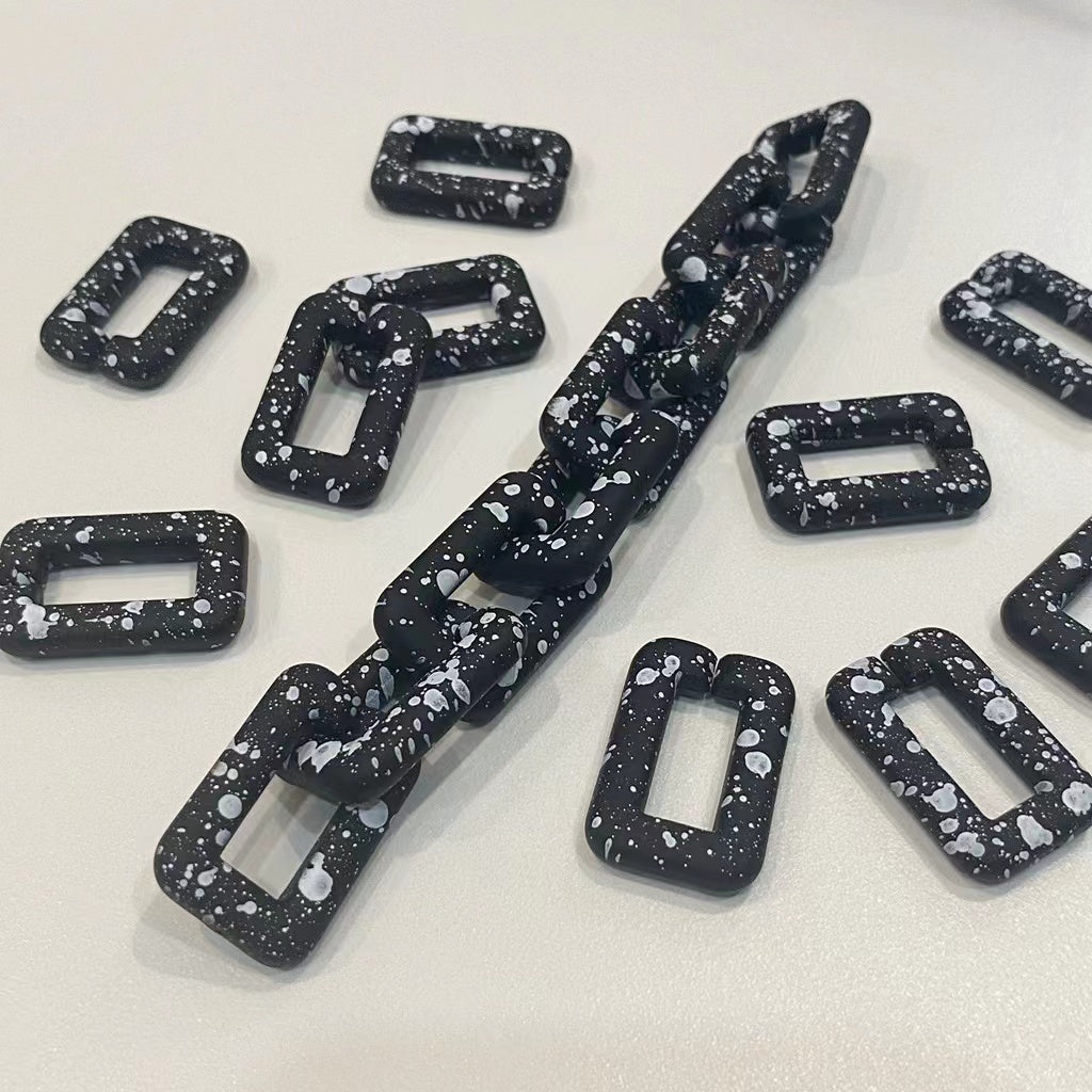 Acrylic ink black and white chain for diy Splice mobile phone chain pendant with key chain