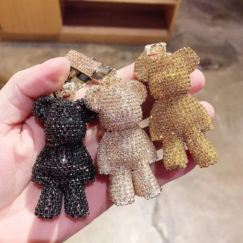 Rhinestone Bear Pendant.Lovely appearance, selection of healthy environmental protection materials, full of diamond bears, portable.