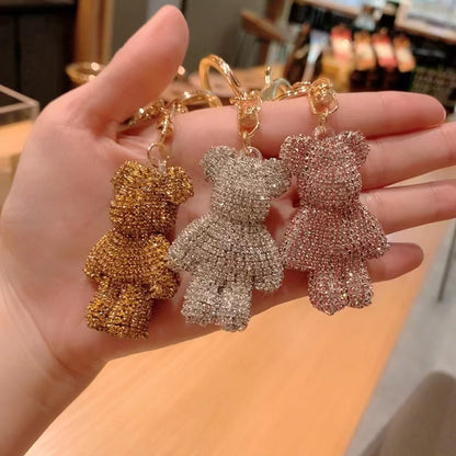 Rhinestone Bear Pendant.Lovely appearance, selection of healthy environmental protection materials, full of diamond bears, portable.